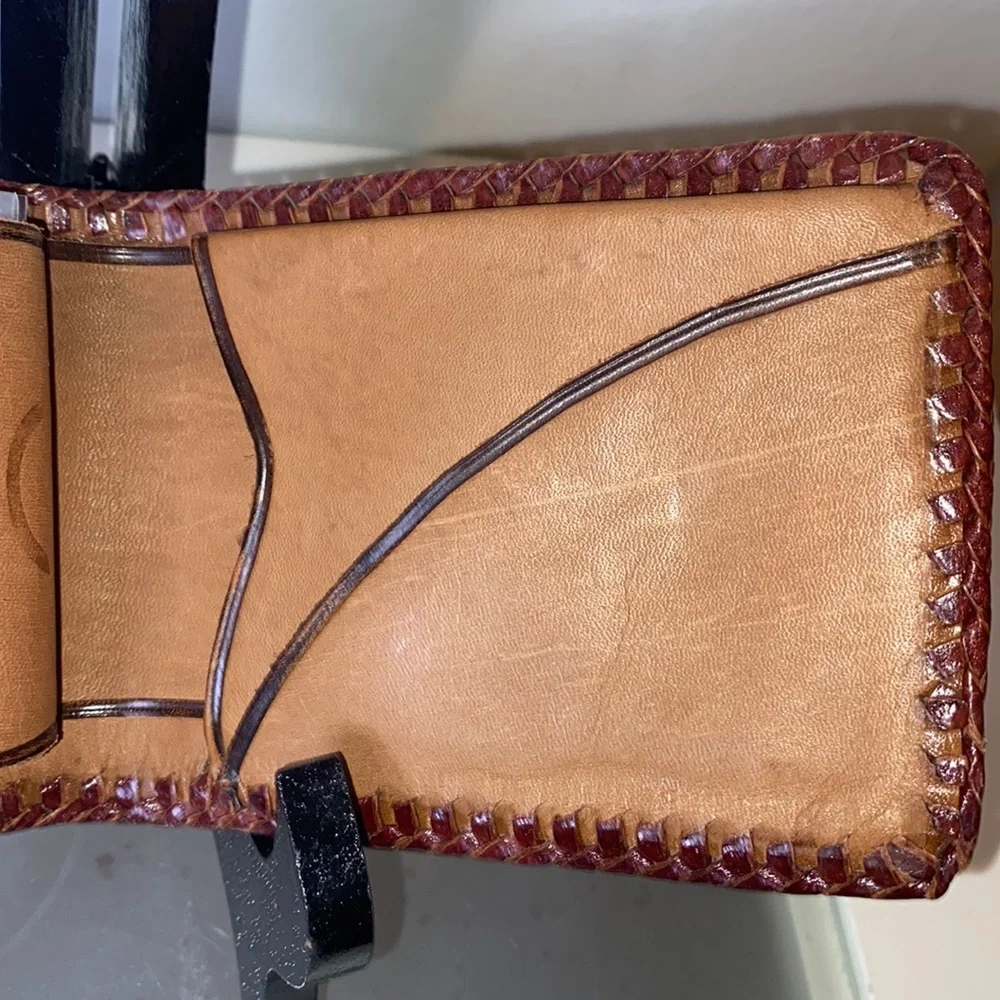 Vintage Tooled Leather Horse & Barn Country Western Wallet Billfold